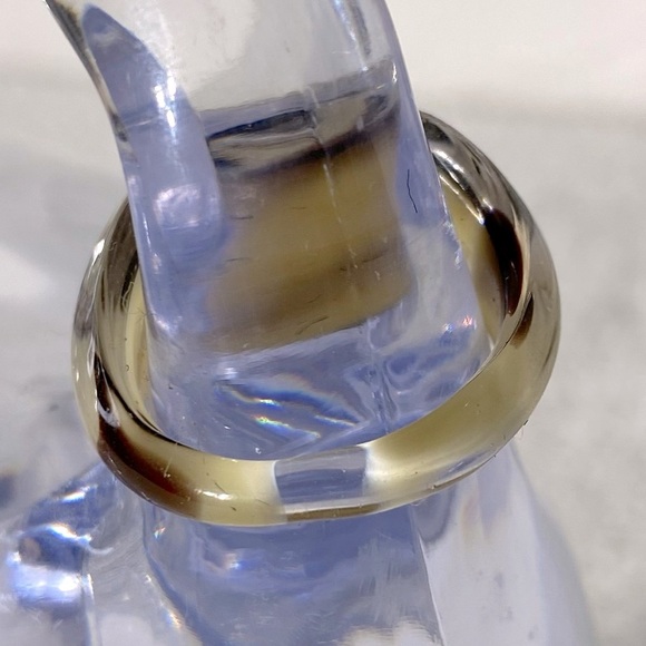 Vintage Art Glass Handmade Cream Brown Band Ring - Picture 4 of 11